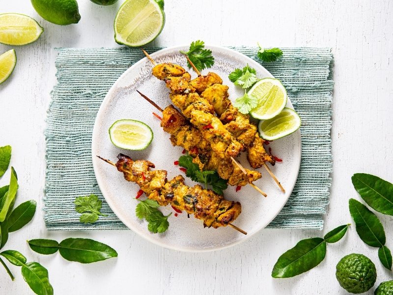 Makrut lime and lemongrass chicken skewers - Twisted Citrus
